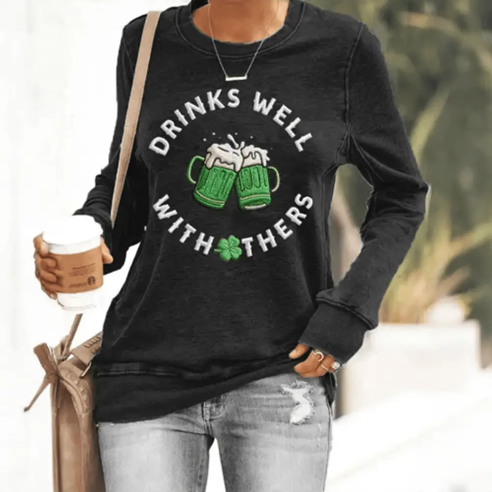 St Patrick's Day Drinks Well With Others Green Beer Sweatshirt St Patrick's Day 2026 Clothing