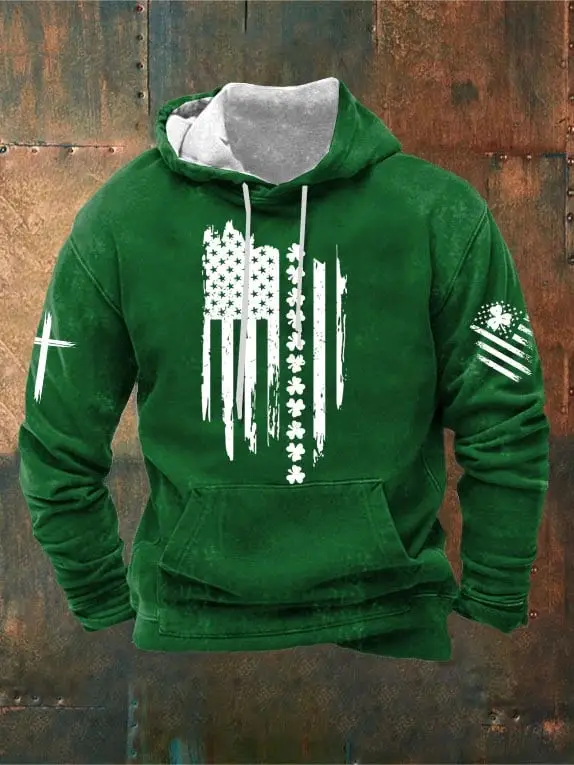 St Patricks Day Flag Shamrock Hoodie Saint Patrick’s Day Gift Ideas For Husband