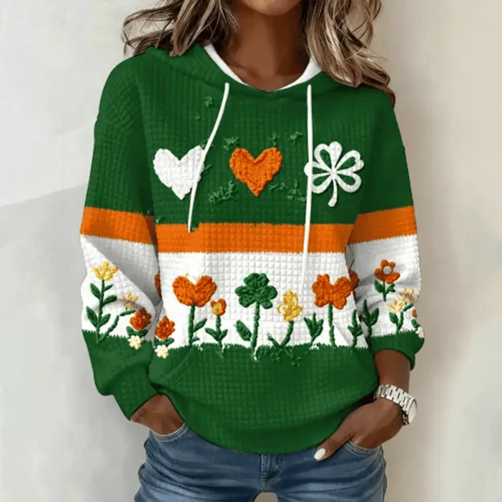 St Patrick's Day Floral Hoodie Saint Patricks Day Apparel Good Gift For Her