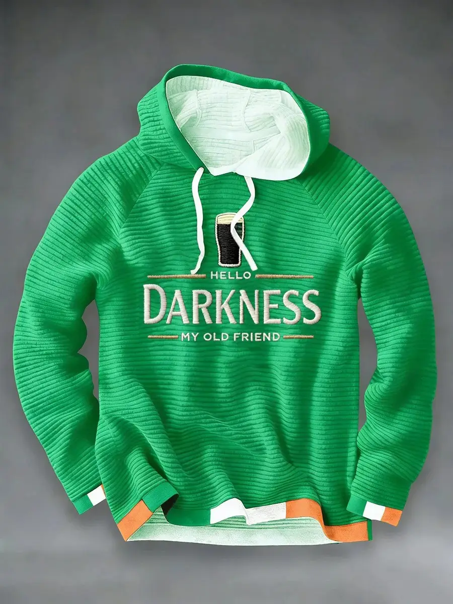St Patrick's Day Hello Darkness My Old Friend Hoodie Green Best St Pattys Day Gifts Irish