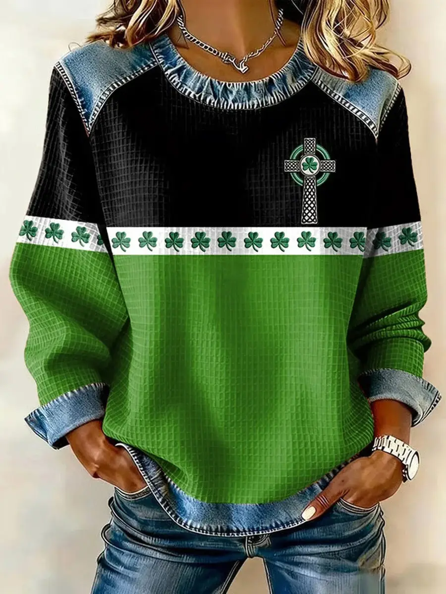 St Patrick's Day Holy Cross Sweatshirt Women's St Paddy's Day Clothes Religious Gifts For Her