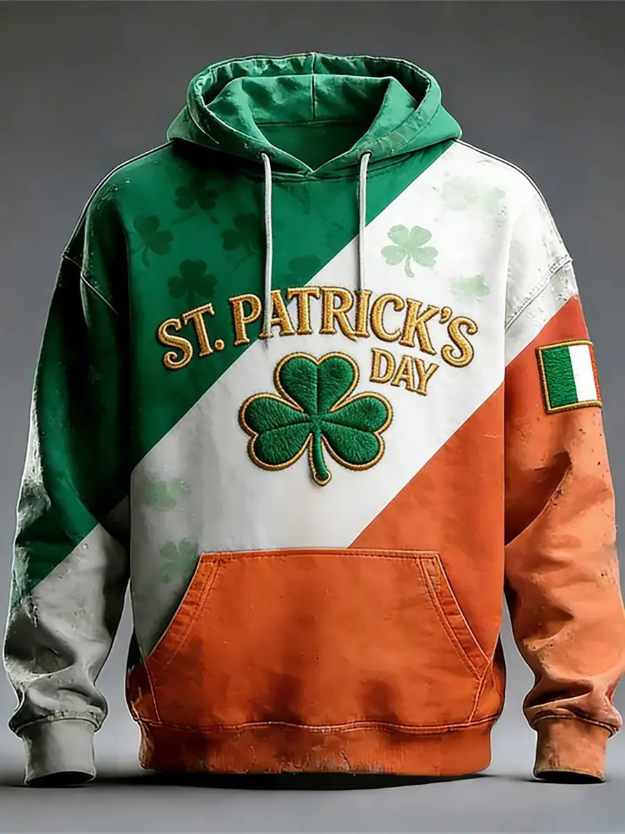 St Patrick's Day Hoodie Shamrock Hooded Sweatshirt Gift Ideas For Him Ireland