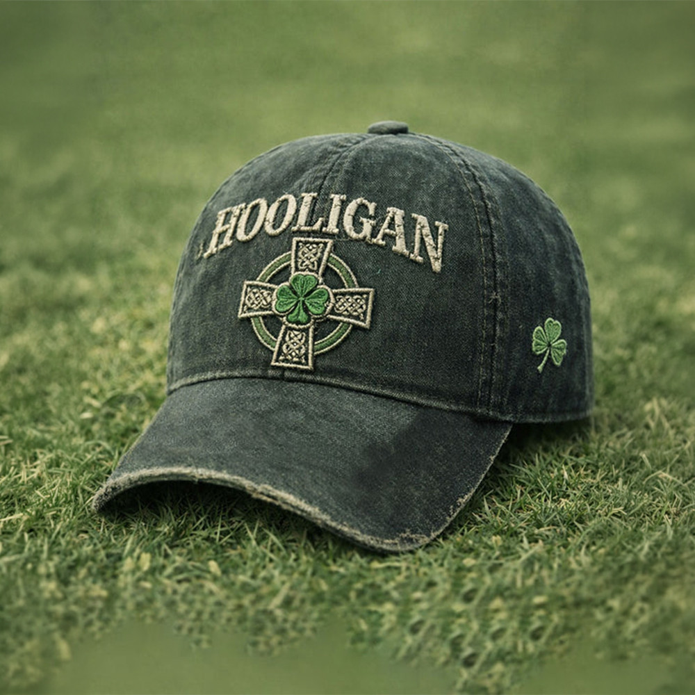St Patrick's Day Hooligan Vintage Hat Celtic Cross Saint Patrick's Day Baseball Cap