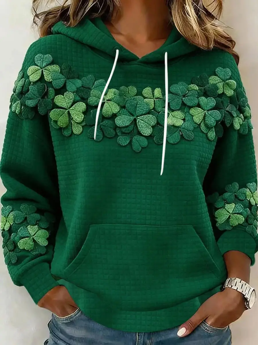 St Patrick's Day Irish Slainte Shamrock Hoodie Women's Apparel St Patty's Day Merch