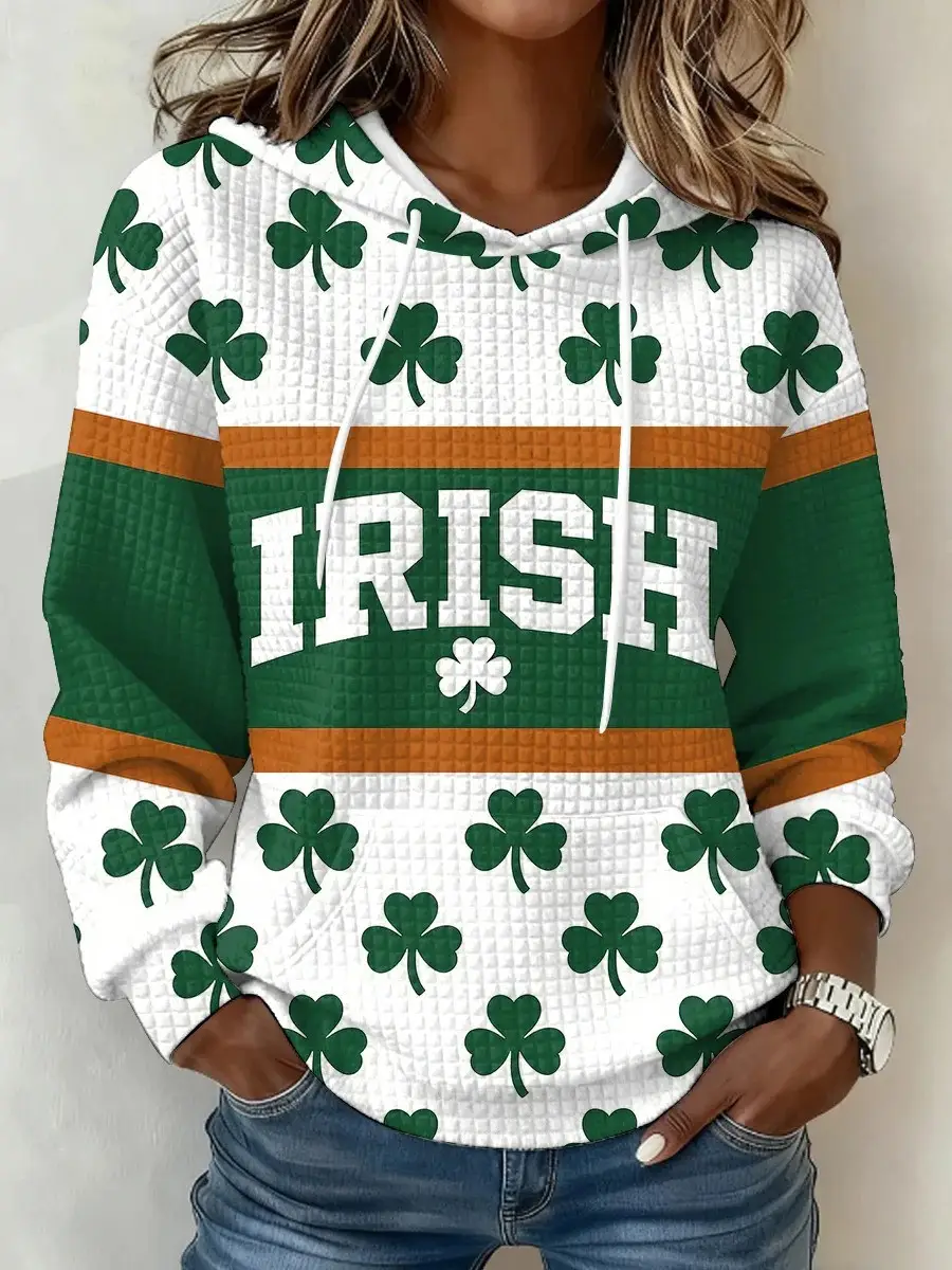 St Patrick's Day Irish Slainte Shamrock Hoodie Women's Clothes St Paddy's Day Gifts