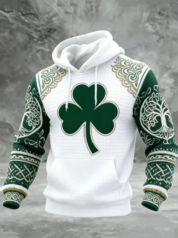 St Patrick's Day Lucky Clover Hoodie Paddy Day Clothing Presents For Husband Ireland