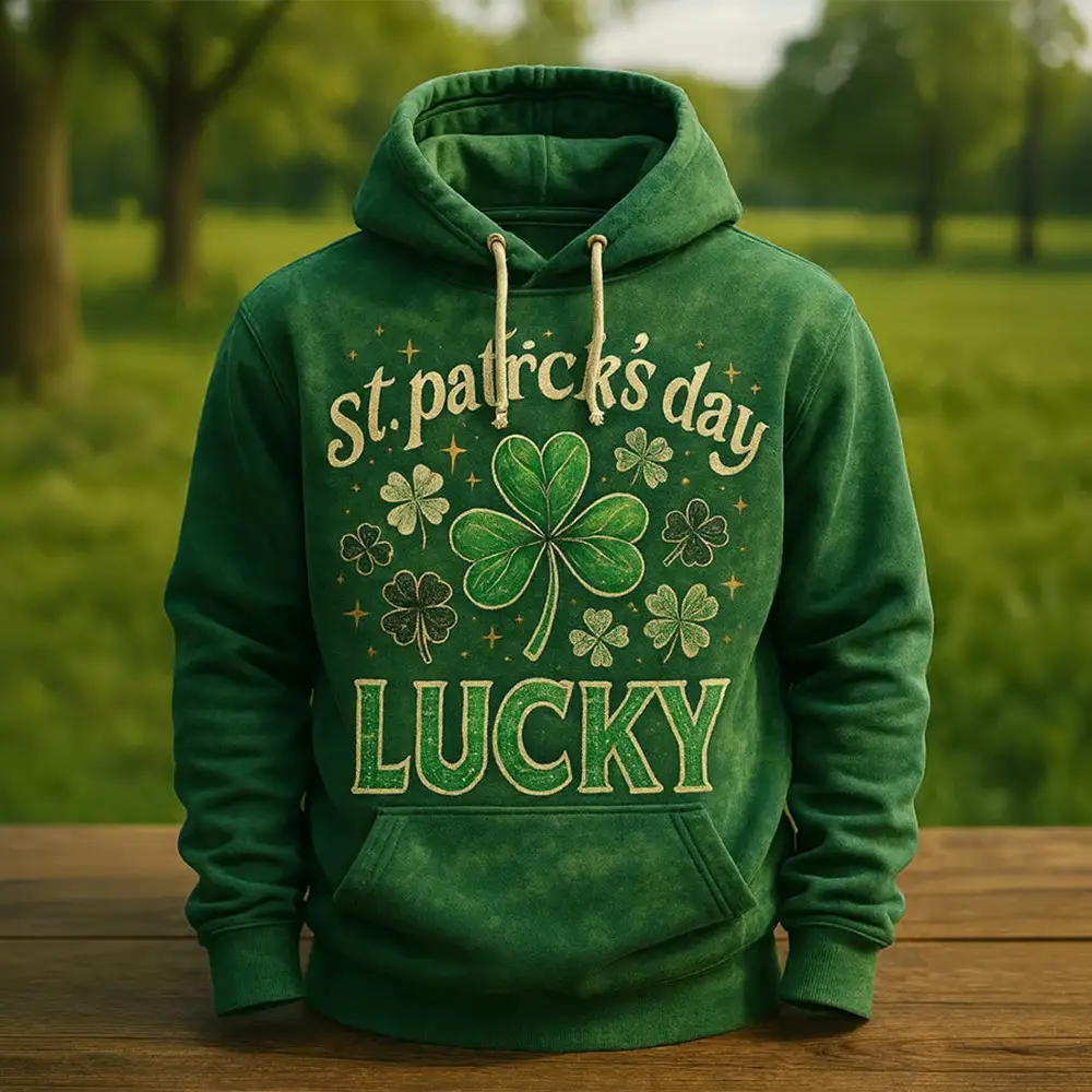 St Patrick's Day Lucky Hoodie Saint Patrick's Day 2026 Hooded Sweatshirt Unique Present