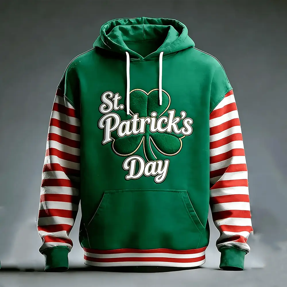 St Patrick's Day Shamrock Art Hoodie St Patricks Outfit Best Gift For Boyfriend St Patrick's Day Shamrock Art Hoodie St Patricks Outfit Best Gift For Boyfriend - Image 1