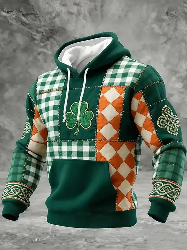 St Patricks Day Shamrock Color Block Hoodie Saint Patrick's Day Irish Lucky Clover Gift Ideas