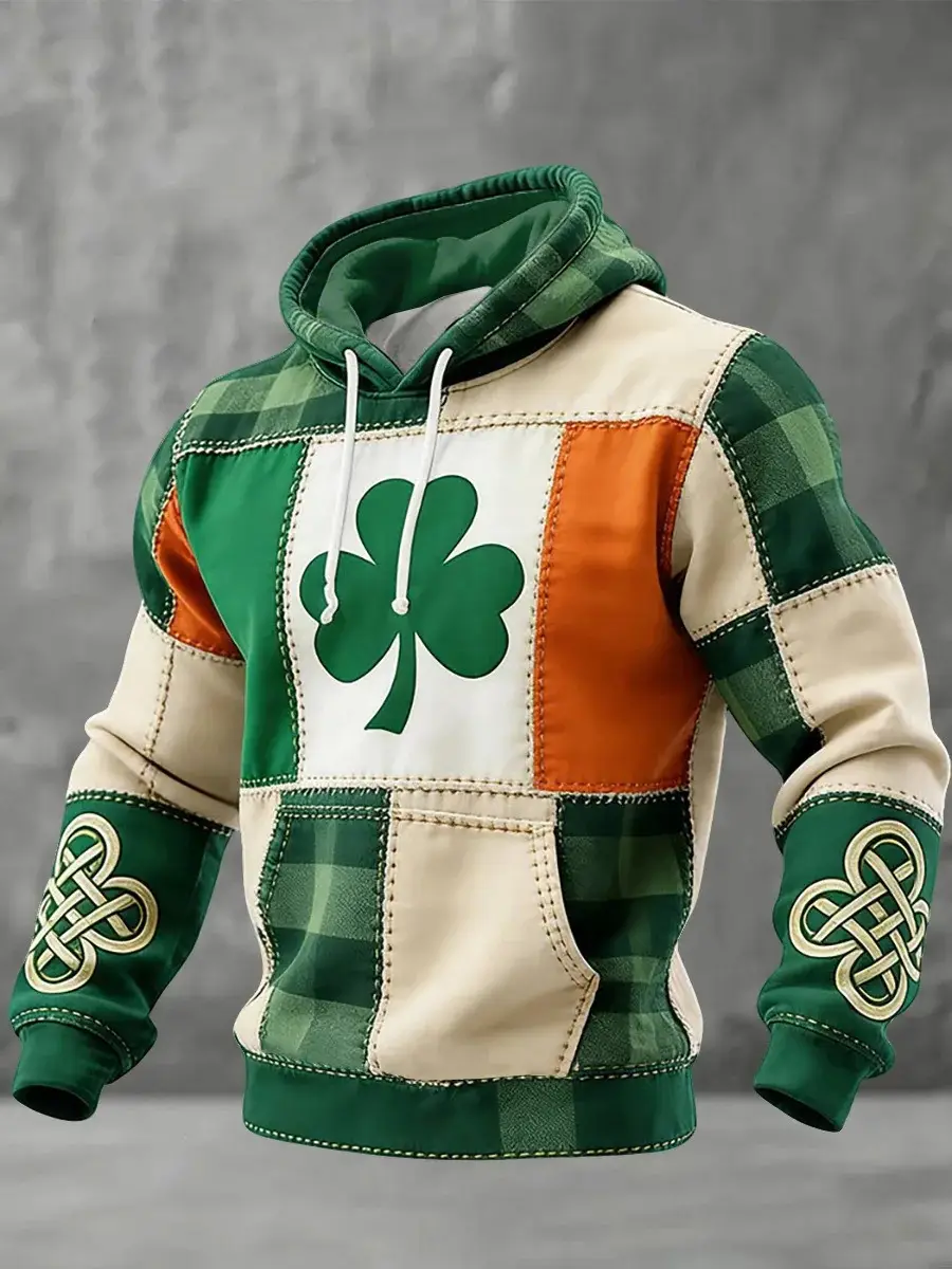 St Patrick's Day Shamrock Hoodie Men's Apparel Happy Saint Patrick's Day Gift Ideas
