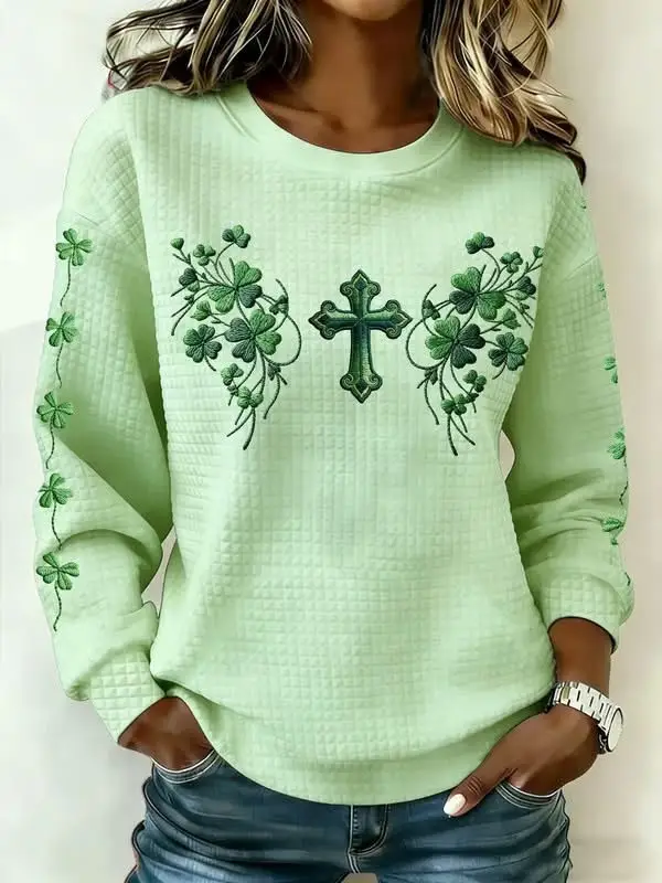 St Patrick's Day Shamrock Sweatshirt Women's Clover Best St Patrick's Day Gifts For Her