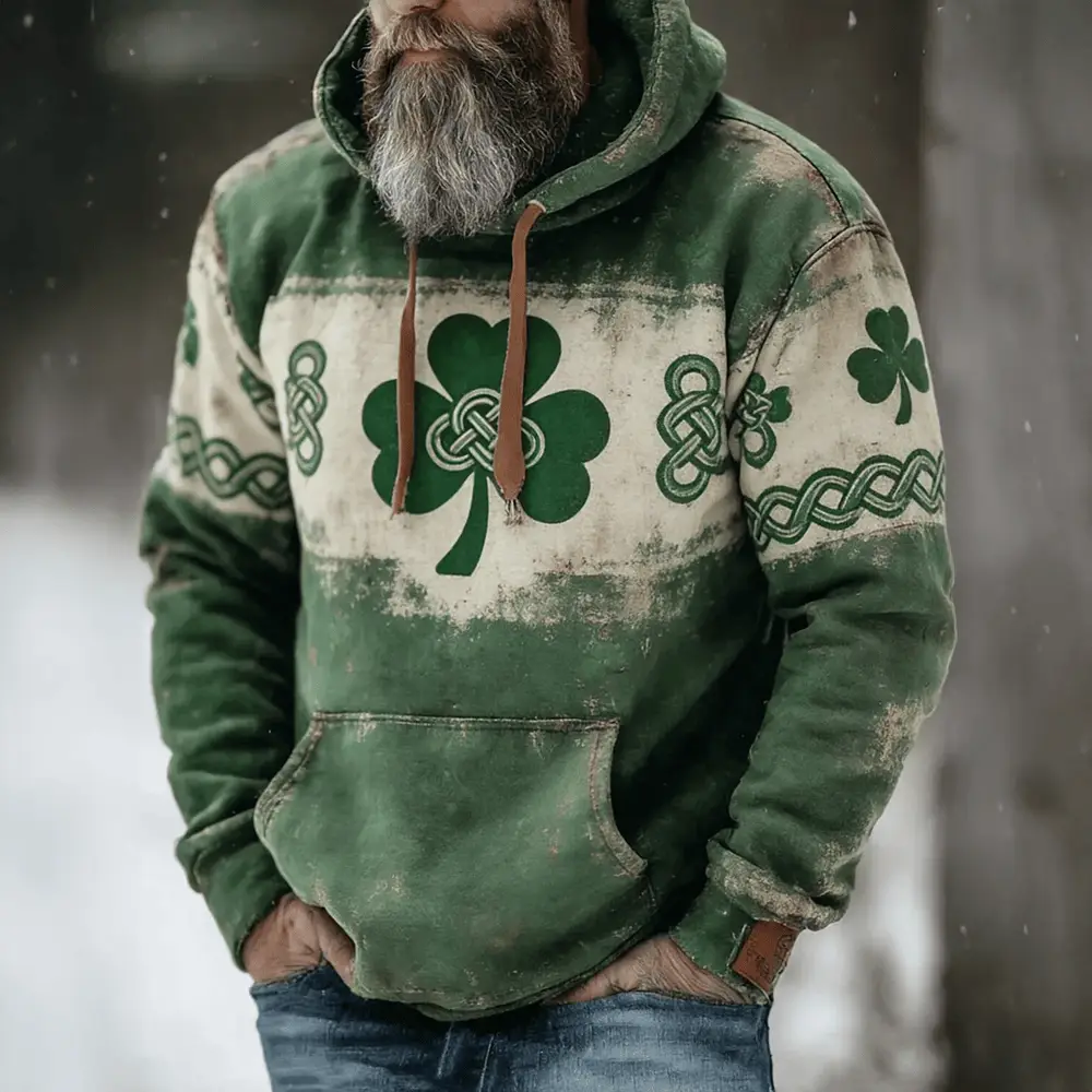 St Patrick's Day Shamrock Vintage Hoodie St Patrick's Day 2026 Clothing Gift Idea For Father