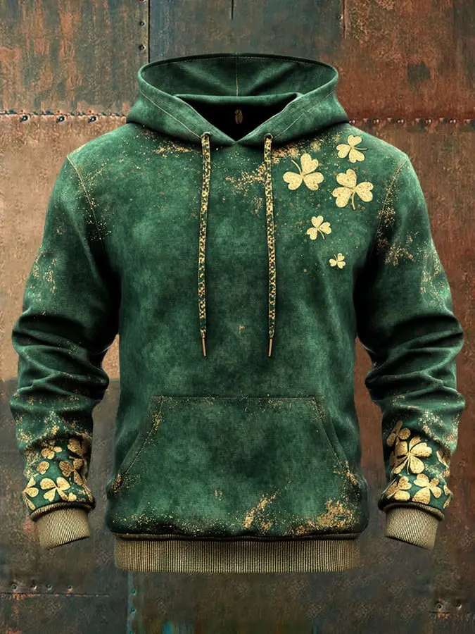 St Patrick's Day Shamrock Zip Hoodie St Paddys Clothes Gift Ideas For Men Ireland