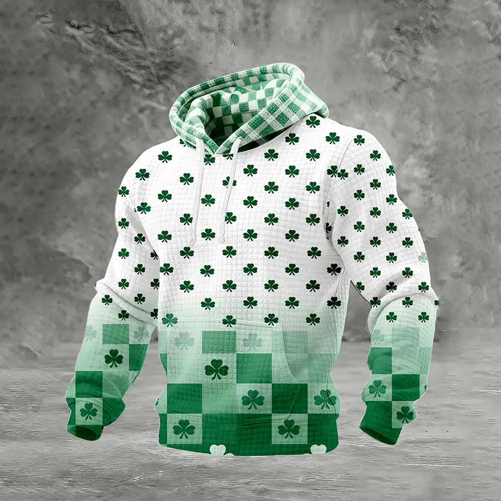 St Patrick's Day Shamrocks Art Hoodie St Patrick's Day Hooded Sweatshirt St Paddys Day Present
