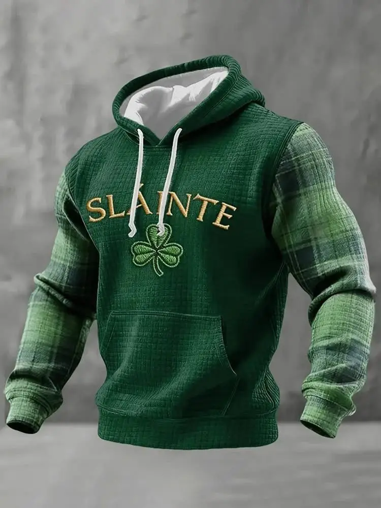 St Patrick's Day Slainte Hoodie Men's Green Shamrock Best St Patrick's Gifts For Irish