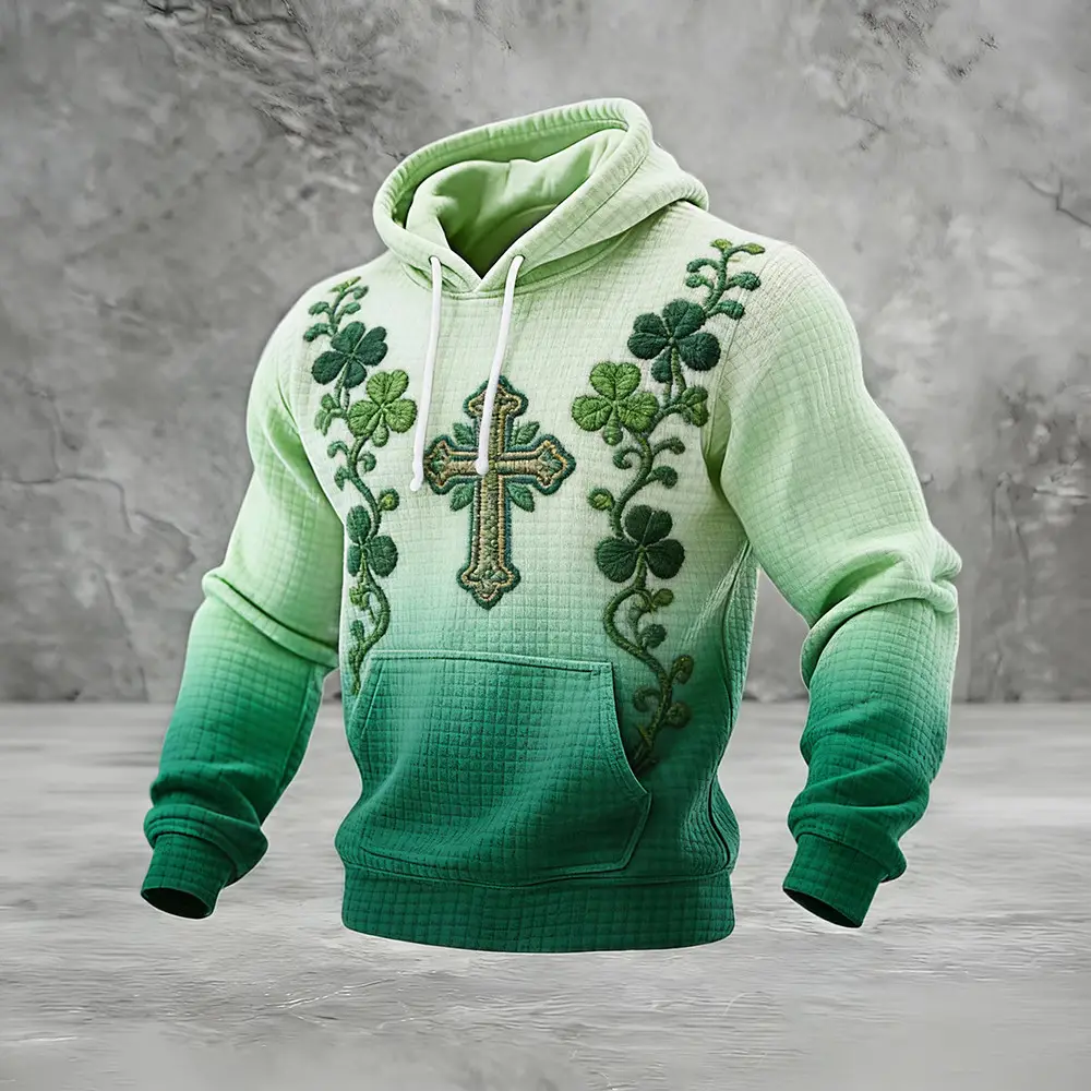 St. Patrick's Day Plaid Hooded Sweatshirt Saint Patricks Day 2026 Clothing Line