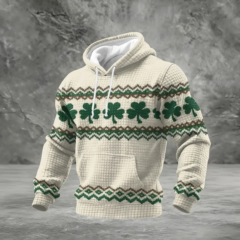 St. Patrick's Day Plaid Hoodie Shamrocks Art Saint Patricks Day Outfits Present For Him