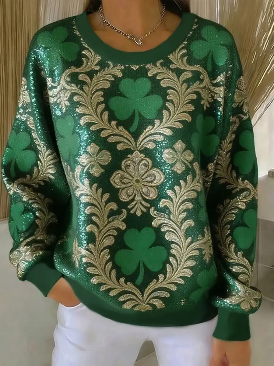 St. Patrick's Day Shamrock Sweatshirt St Patty's Day Clothes Best Gift For Her
