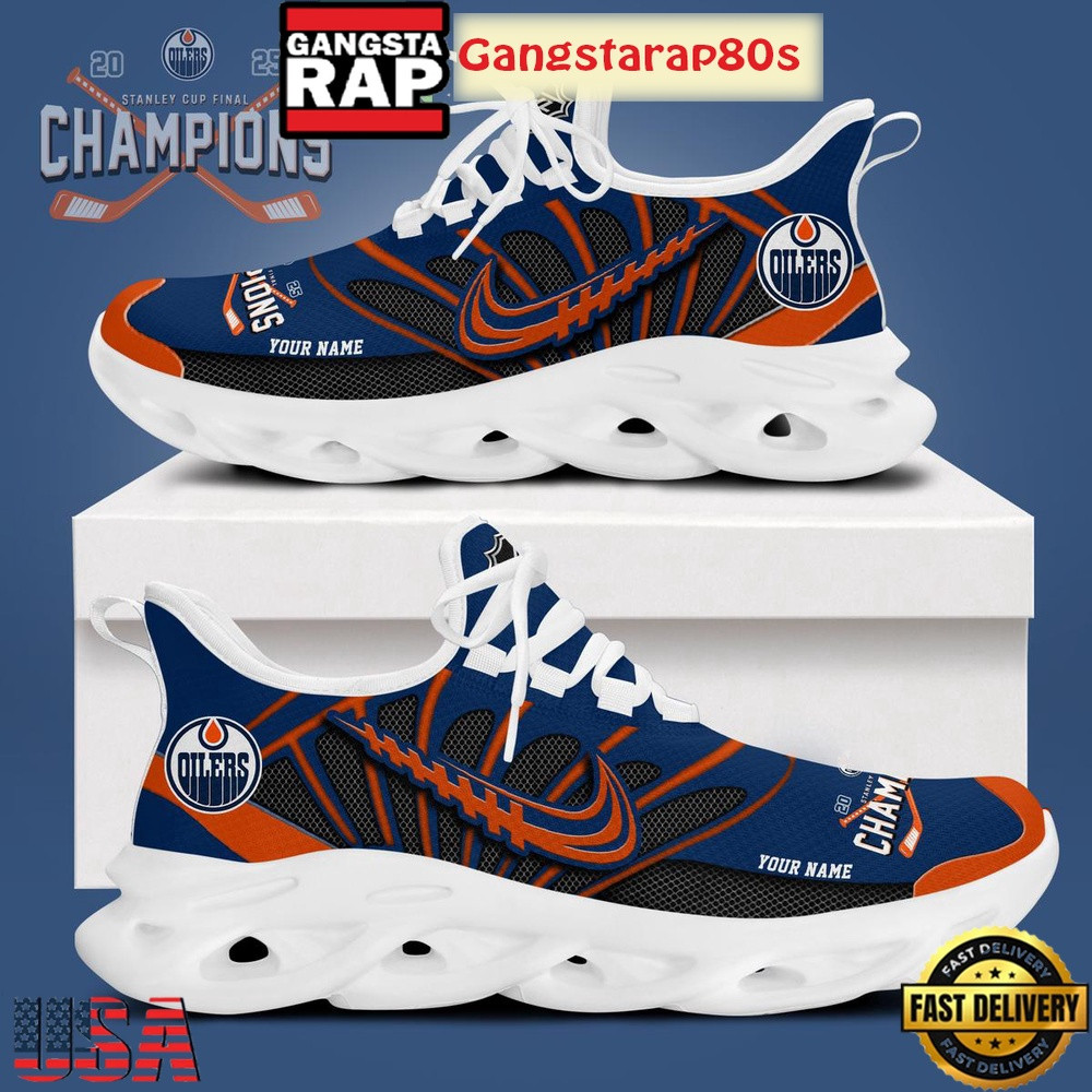Stanley Cup 2026 Champions Edmonton Oilers Custom Air Max Shoes Air Cushion Sneakers