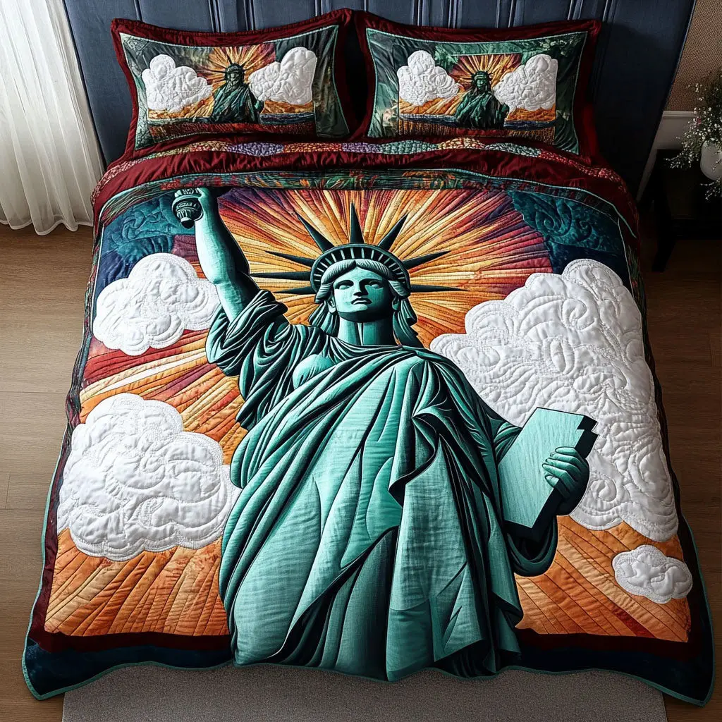 Star Spangled Liberty Quilted Bedding Set Best Comforter Sets 4Th Of July Client Gifts Star Spangled Liberty Quilted Bedding Set Best Comforter Sets 4Th Of July Client Gifts - Image 1