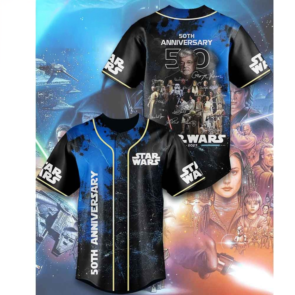 Star Wars 50Th Anniversary George Lucas Cast Signature Baseball Jersey 2027 Star Wars Merch