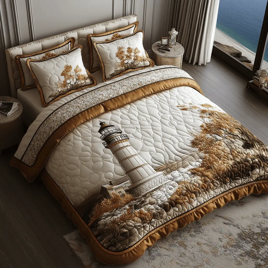 Starlight Lighthouse Quilted Bedding Set Cozy Bedroom Decor Unique Lighthouse Gifts Starlight Lighthouse Quilted Bedding Set Cozy Bedroom Decor Unique Lighthouse Gifts - Image 1