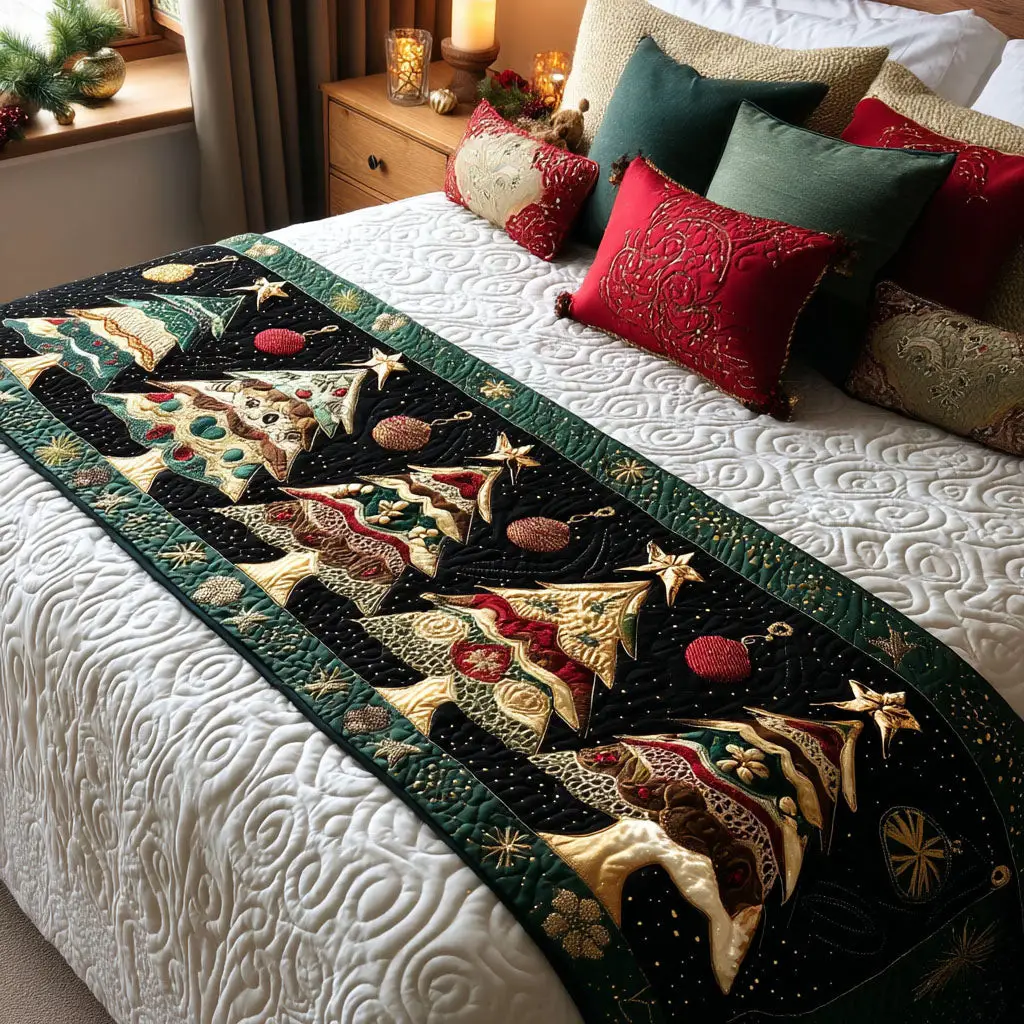 Starlit Eve Quilted Bed Runner Starlit Christmas Eve Christian Gift Starlit Eve Quilted Bed Runner Starlit Christmas Eve Christian Gift - Image 1