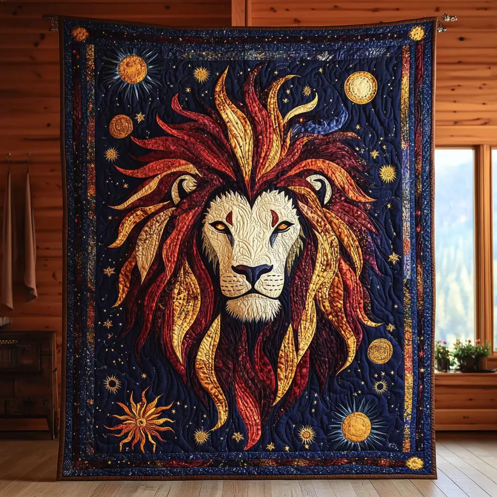 Starlit Lion Quilt Premium Quilt Blanket for Family and Guests