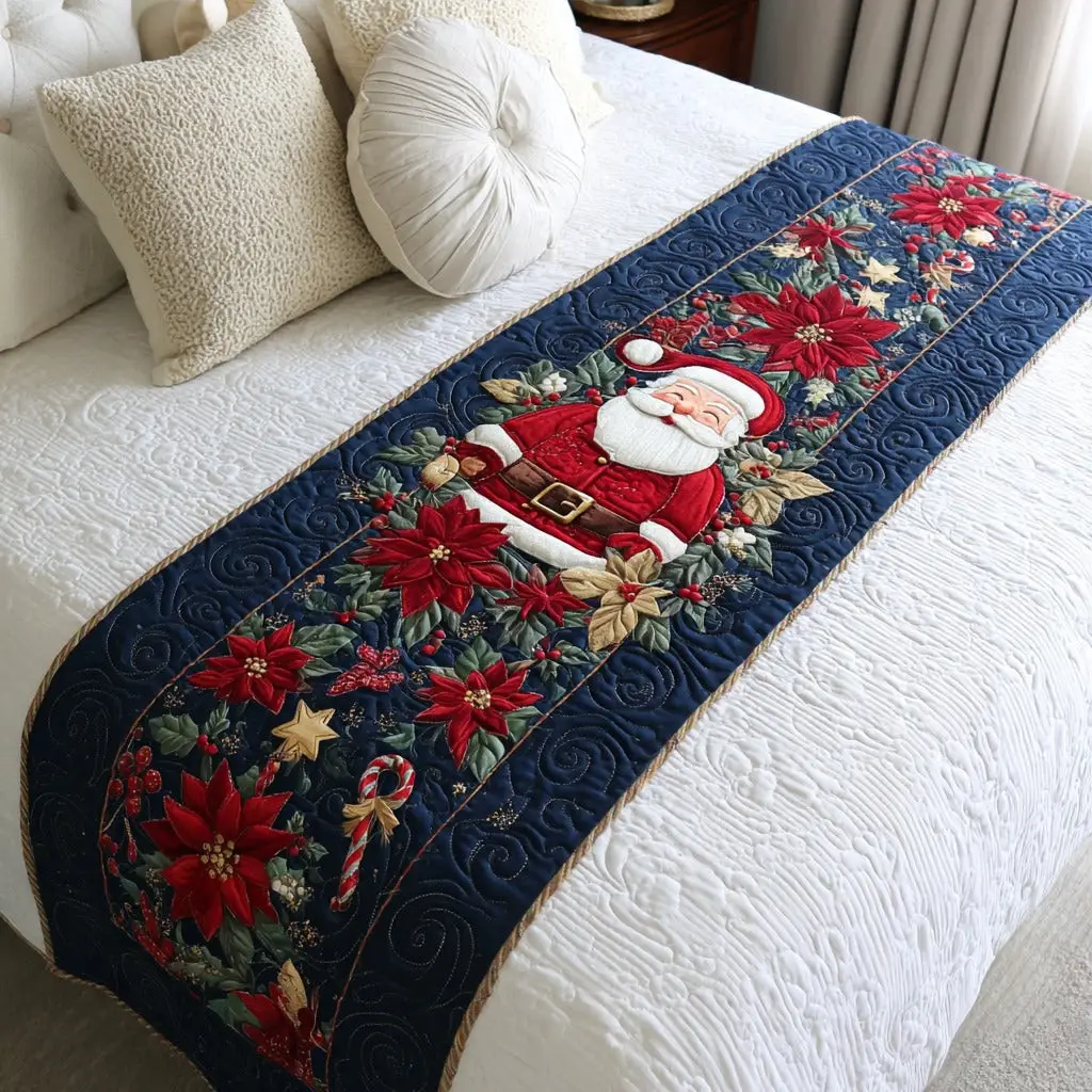 Starlit Santa Quilted Bed Runner Starlit Santa Scene Christian Christmas Gift