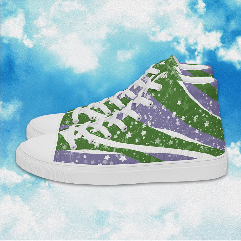 Starry Genderqueer High Top Shoes Genderqueer Pride Human Rights Shoes LGBTQ Sneakers -WearandDecor