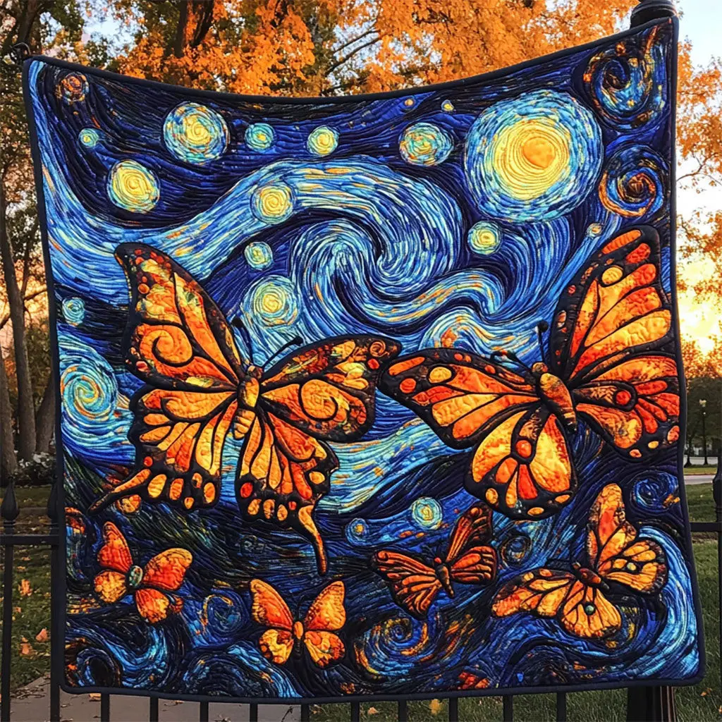 Starry Night Butterfly Best Quilt Throw Blanket Cute Mothers Day Gifts for Mom