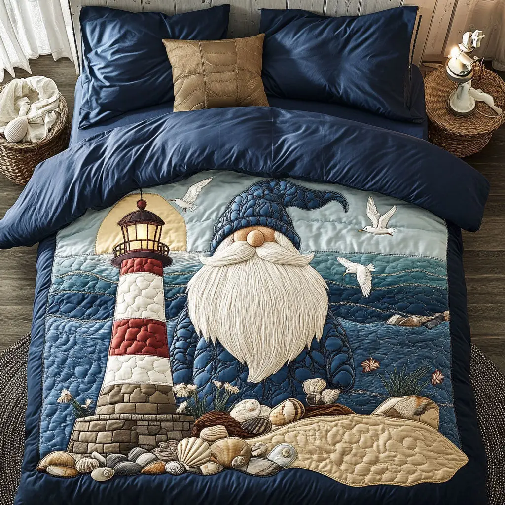 Starry Night Gnome Quilted Bedding Set Duvet Cover Bedspread Bedroom Decor Presents For Men Starry Night Gnome Quilted Bedding Set Duvet Cover Bedspread Bedroom Decor Presents For Men - Image 1