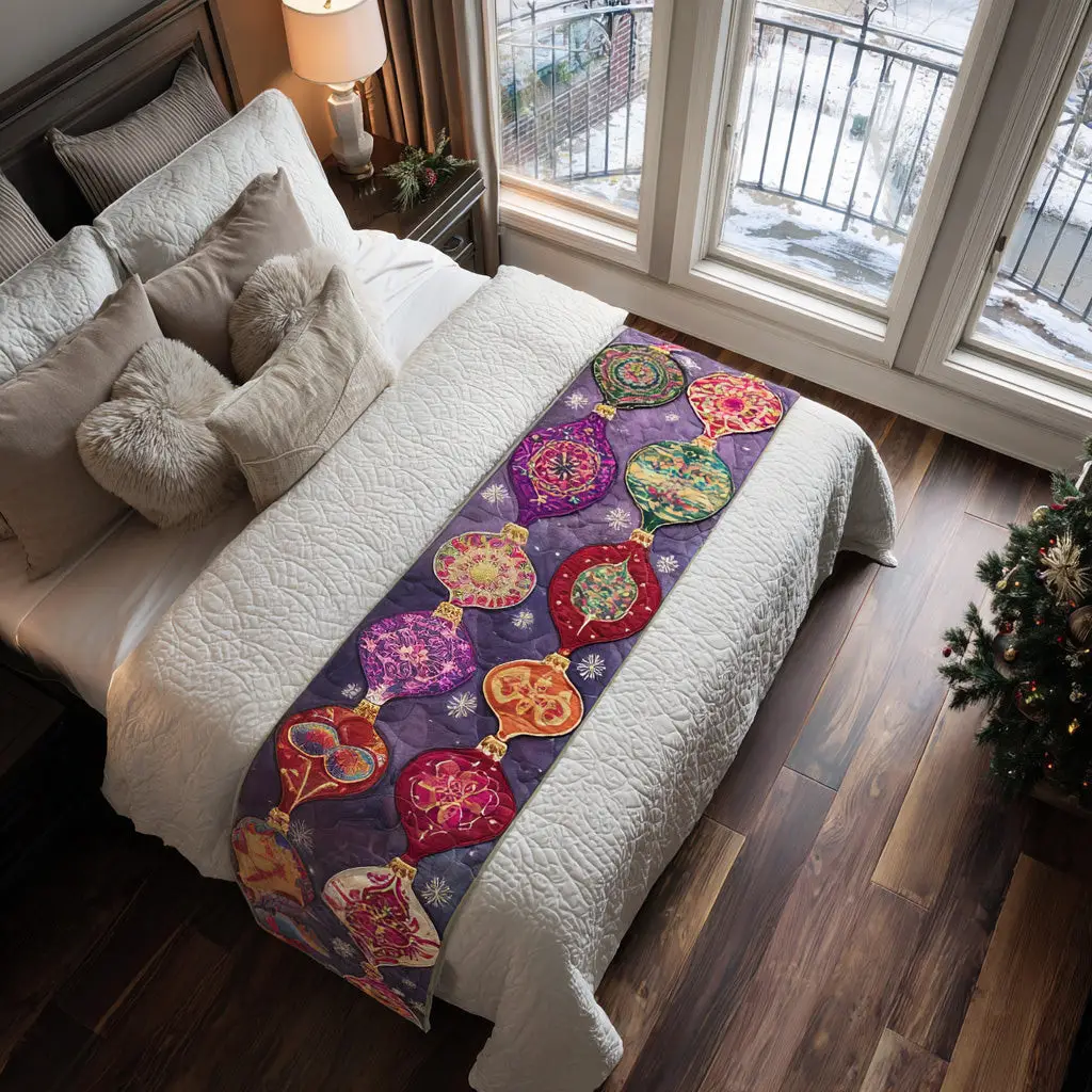 Starry Noel Quilted Bed Runner Starry Noel Scene Christmas Gift for Aunt