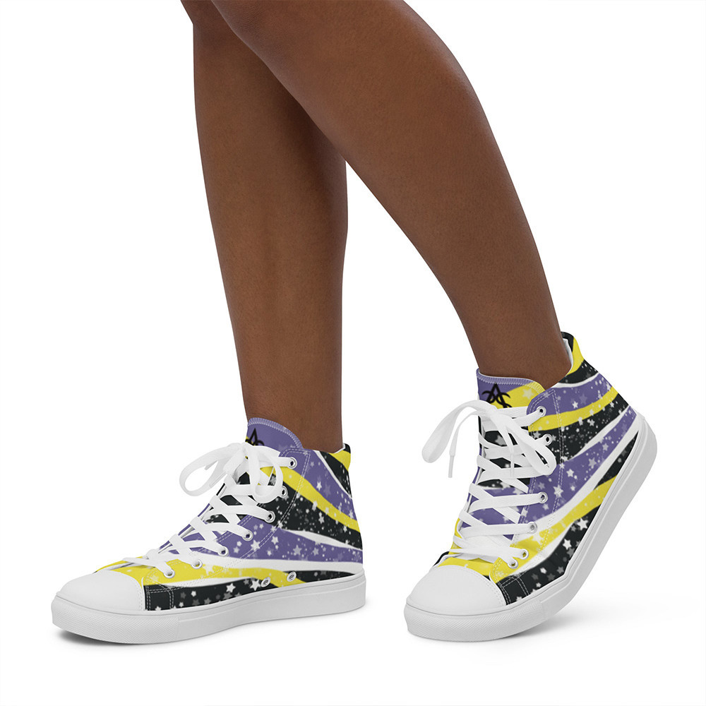 Starry Non Binary High Top Shoes Non Binary Pride Human Rights Sneakers LGBTQ Merchandise