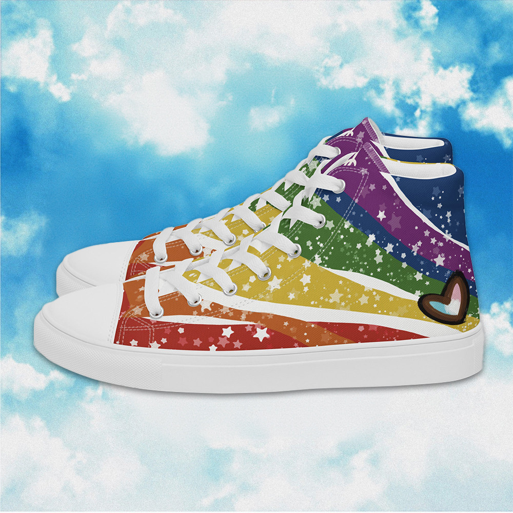 Starry Rainbow High Top Shoes LGBTQ Pride Human Rights Sneakers Gifts For Gays