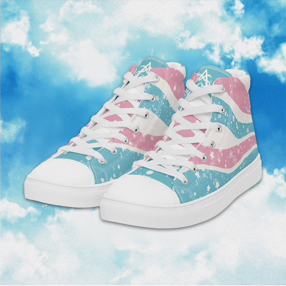 Starry Transgender High Top Shoes Transgender Pride Human Rights Shoes Gifts For Gay Lesbian -WearandDecor