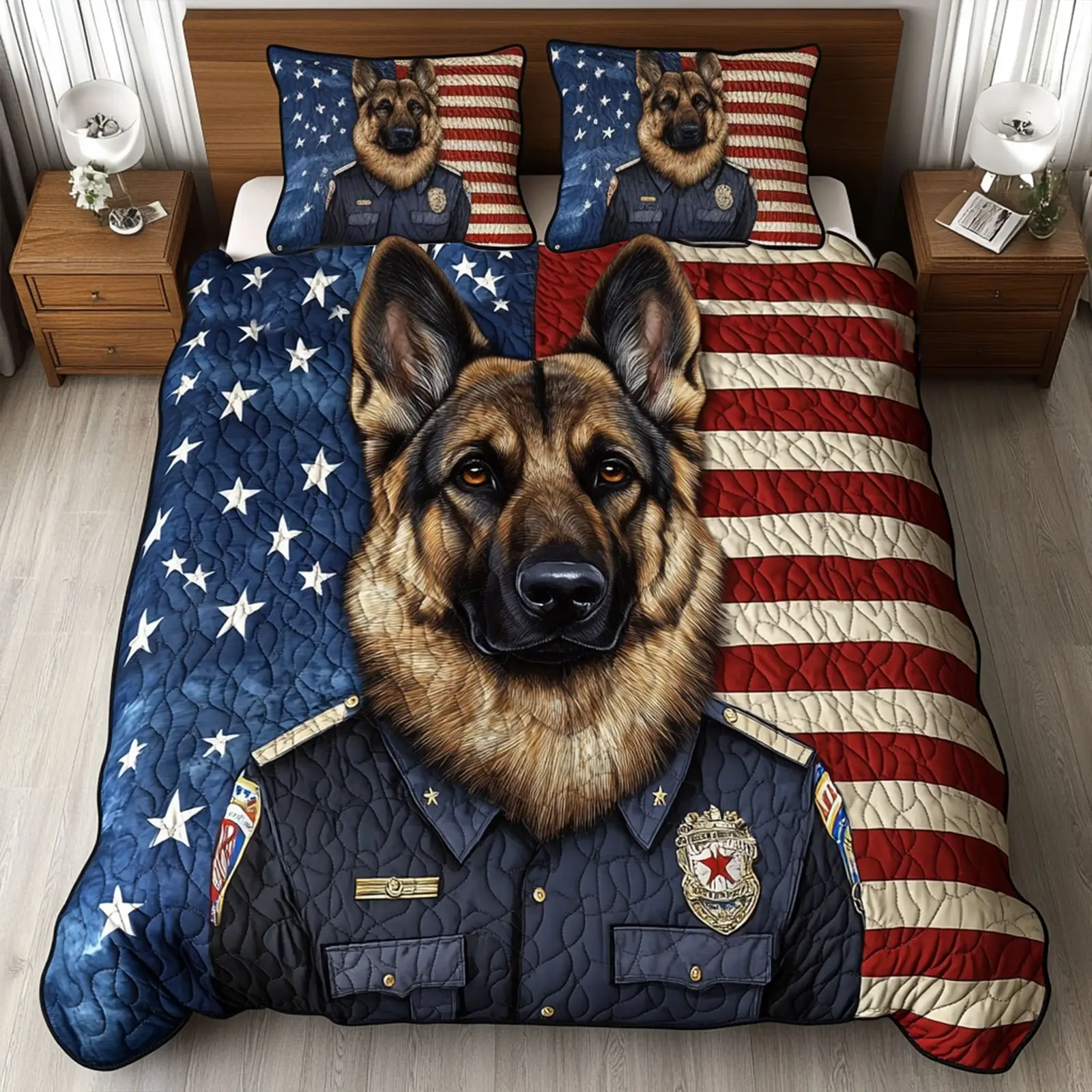 Stars Of Courage Quilted Bedding Set Cozy Comforter Set for Winter Warmth Stars Of Courage Quilted Bedding Set Cozy Comforter Set for Winter Warmth - Image 1