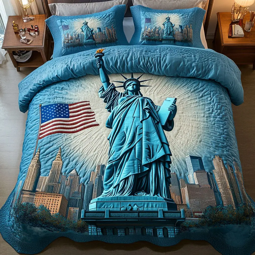 Statue Glory  Quilted Bedding Set  Best Comforter Sets 4Th Of July Neighbor Gifts