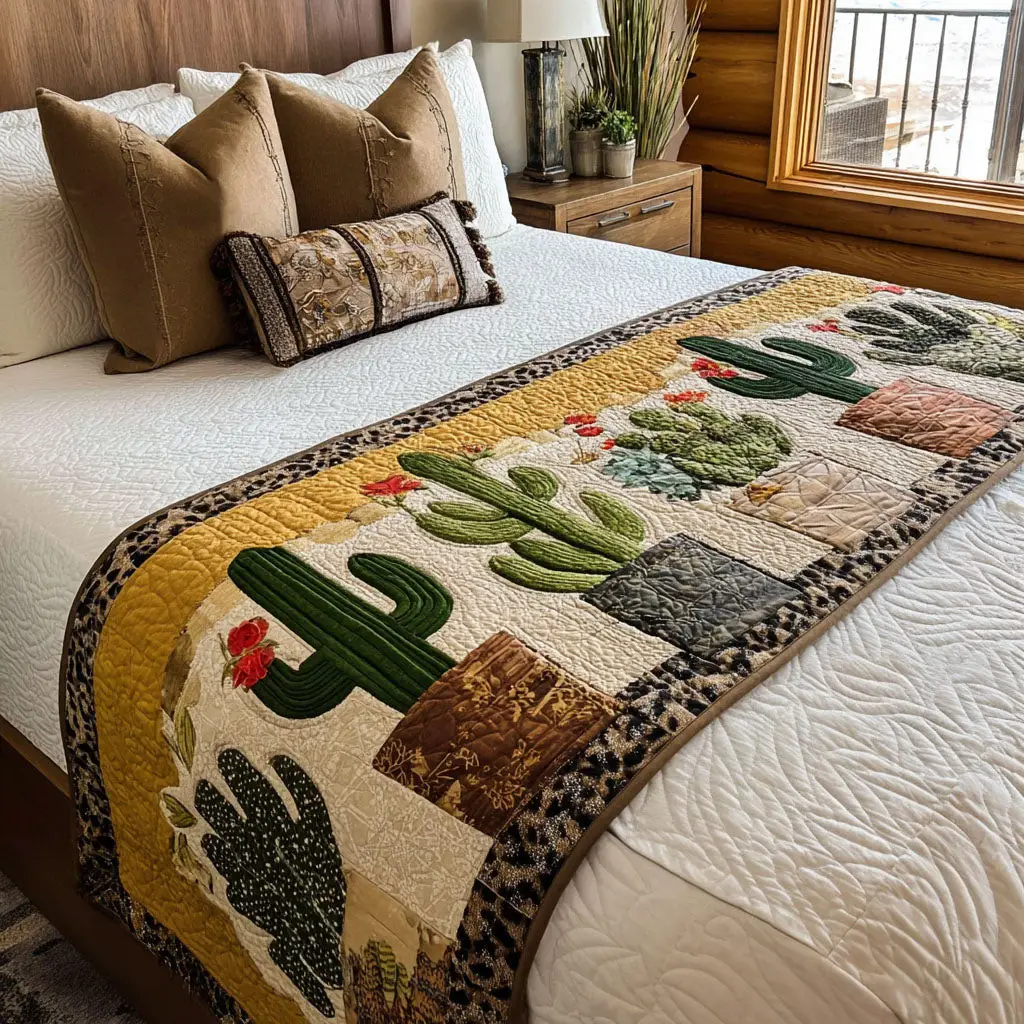 Stay Sharp Quilted Bed Runner Stay Sharp Cactus Style Southwest Gift