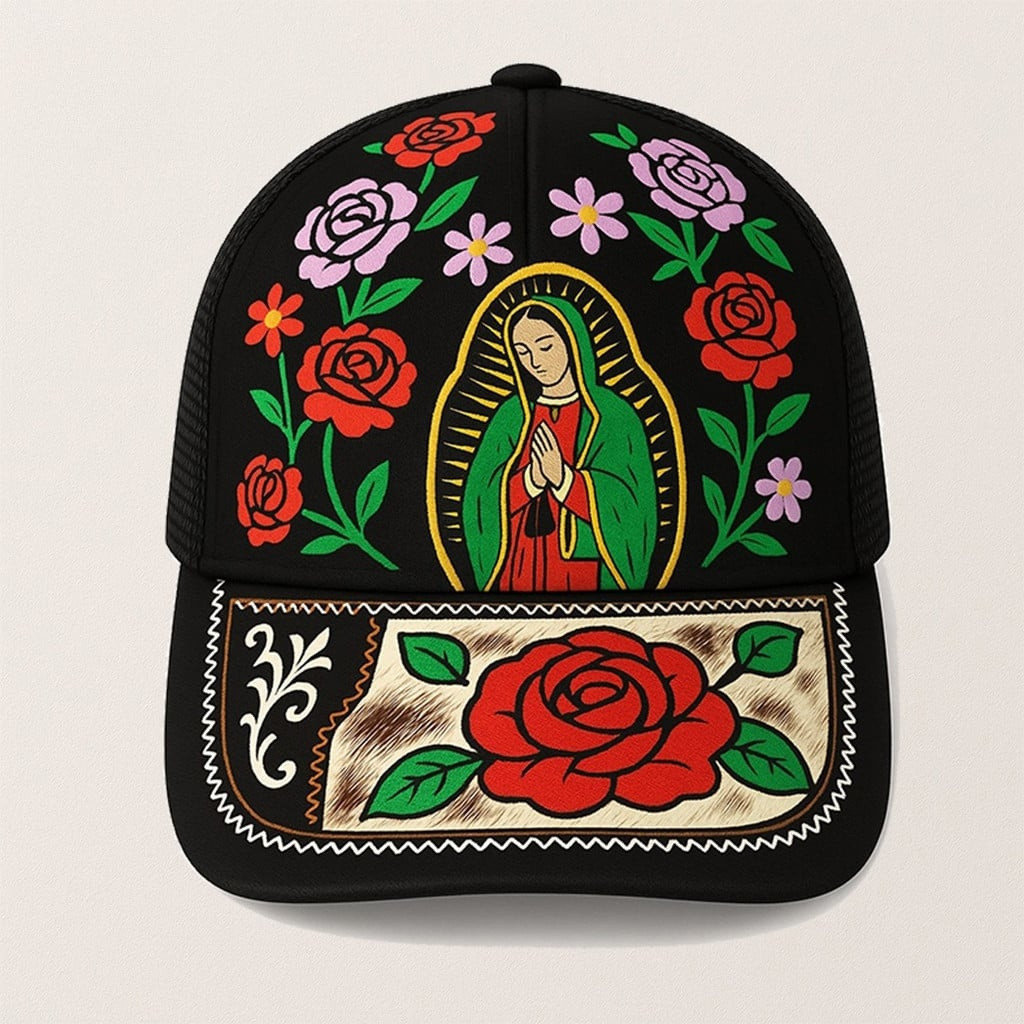 Stephen Wilson Jr Hat Floral Virgin Blessed Maria Mother Mary Trucker Cap Merchandise Gifts Stephen Wilson Jr Hat Floral Virgin Blessed Maria Mother Mary Trucker Cap Merchandise Gifts - Image 1
