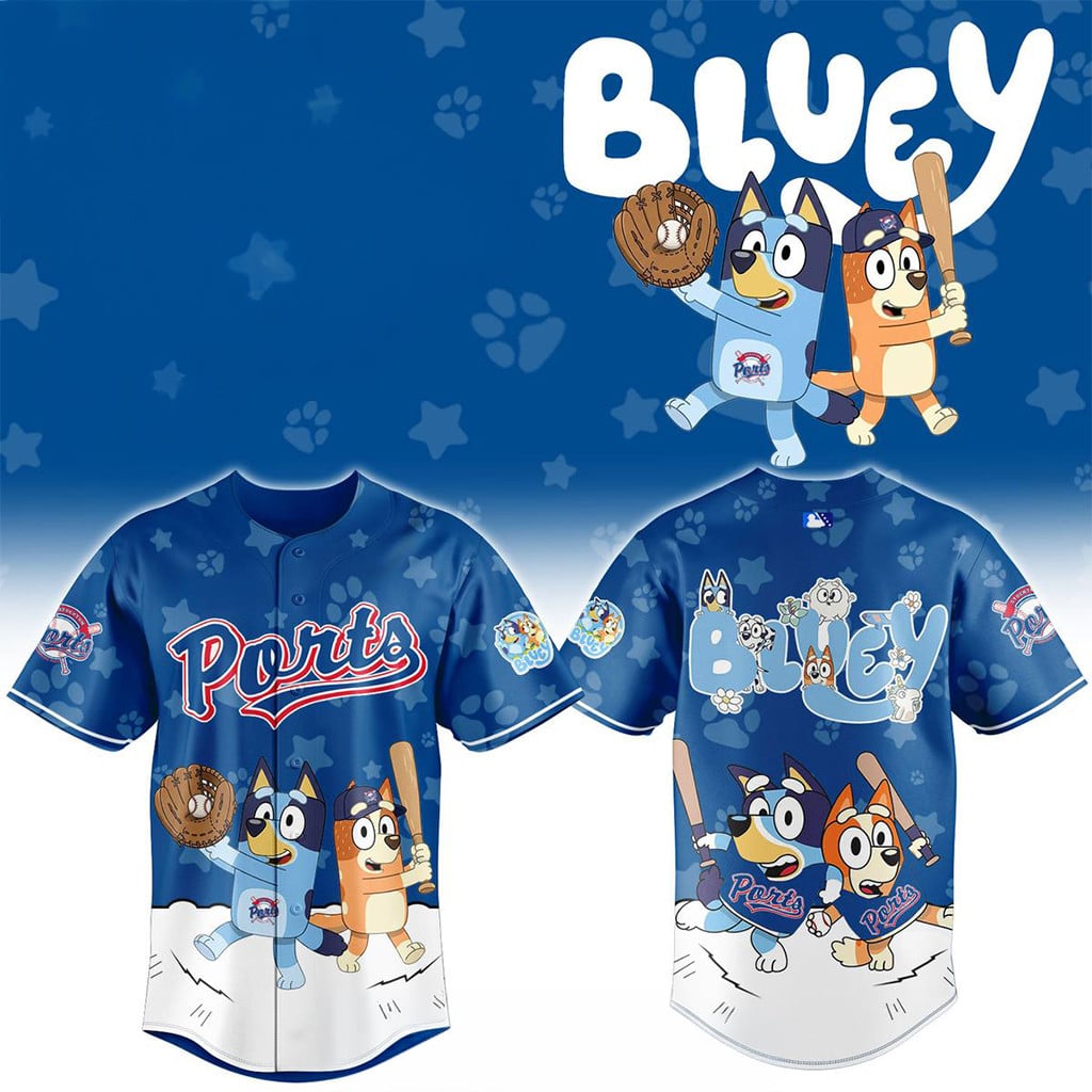Stockton Ports Bluey Night X MiLB Game 2026 Baseball Jersey Stockton Ports Merch Fan Gifts
