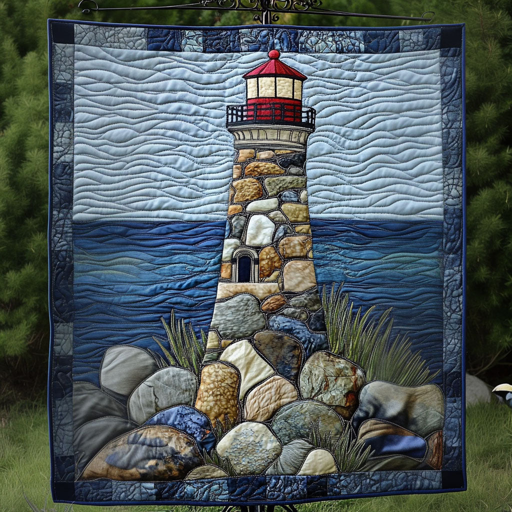 Stone Tower Quilted Blanket Cool Throw Blanket Best Lighthouse Gift Items Stone Tower Quilted Blanket Cool Throw Blanket Best Lighthouse Gift Items - Image 1
