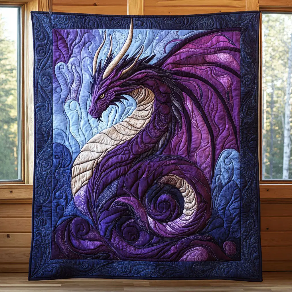 Storm Dragon Quilt Charming Quilt Blanket Gift for Festive Spirit