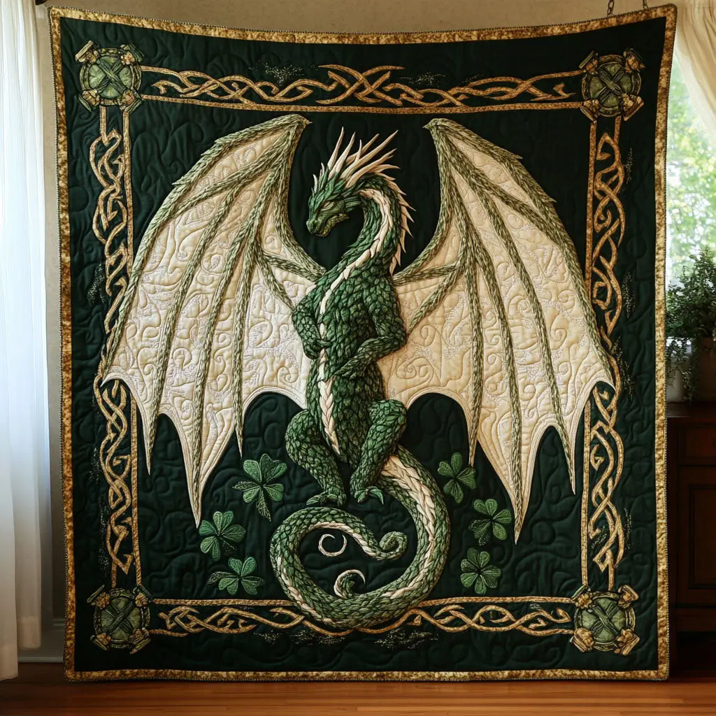 Storm Dragon Quilted Blanket Bedroom Design Unique St Patrick's Day Gifts