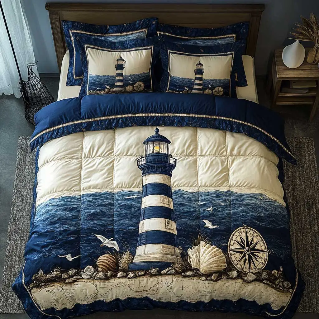Stormy Waves Lighthouse Duvet Cover Set King Size Duvet Cover Housewarming Gifts