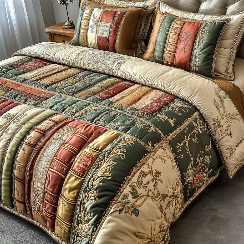 Storybook Dreams Quilted Bedding Set Holiday Duvet Covers Book Lovers Gifts For Mom