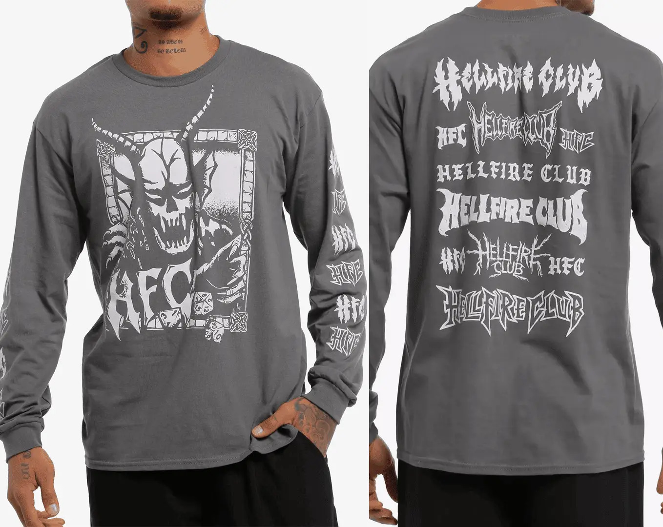 Stranger Things Hellfire Club Demon & Dice Long-Sleeve T-Shirt ST Merch for Boyfriend