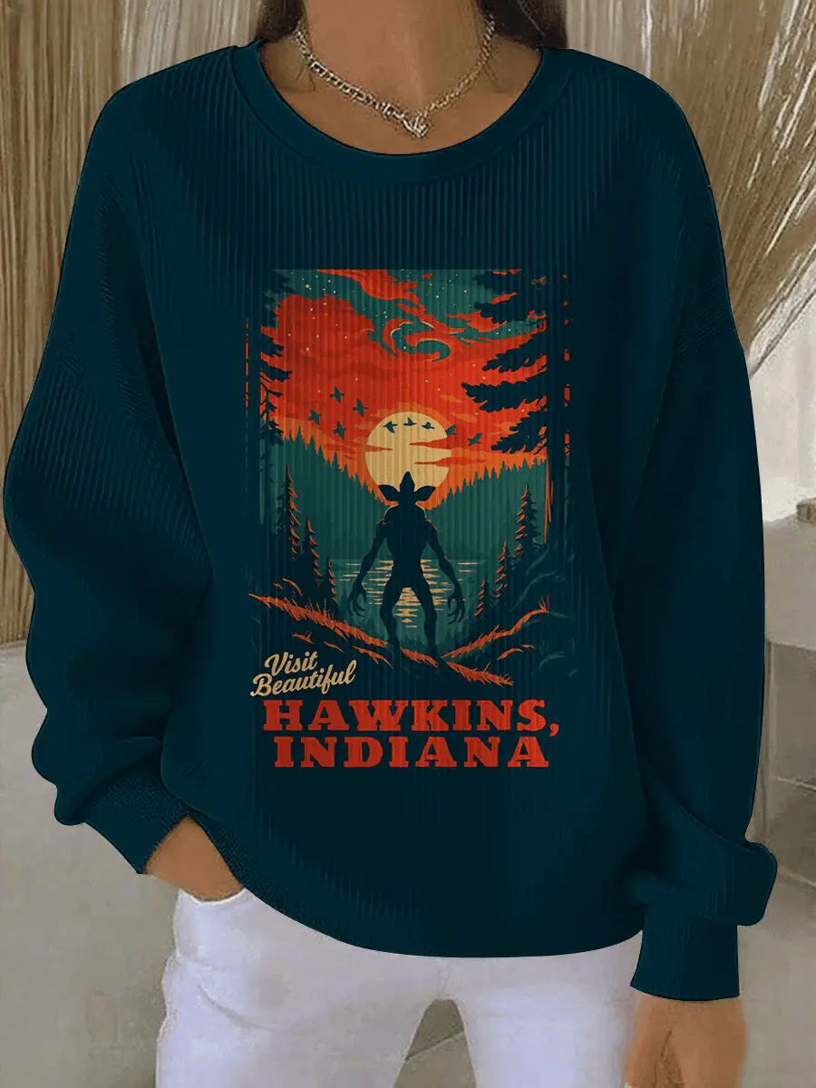 Stranger Things Merch 2025 Sweatshirt Demogorgon Hawkins Indiana Sweatshirt Gift For Girlfriend Stranger Things Merch 2025 Sweatshirt Demogorgon Hawkins Indiana Sweatshirt Gift For Girlfriend - Image 1