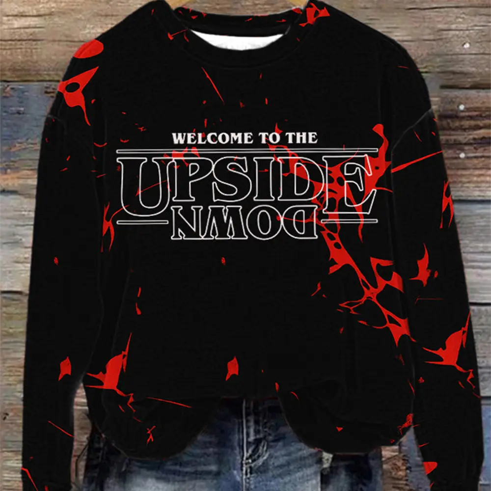 Stranger Things Merch Hawkins Sweatshirt Welcome To The Upside Down Stranger Things Presents Stranger Things Merch Hawkins Sweatshirt Welcome To The Upside Down Stranger Things Presents - Image 1