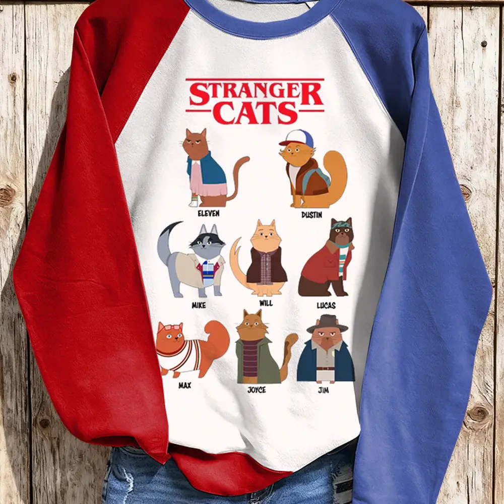 Stranger Things Merch Sweatshirt Stranger Cats Animal Themed Sweatshirt Cat Lover Gifts
